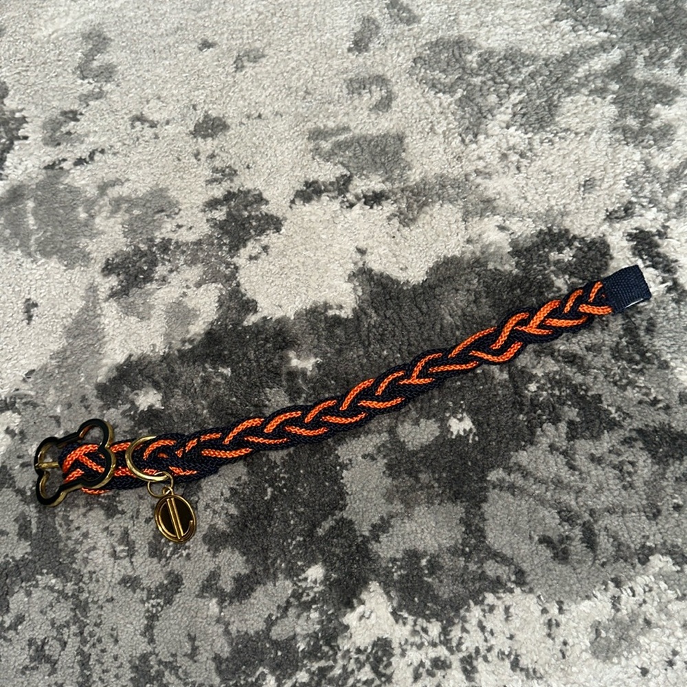 Dabrey Lee braided  rope Orange and navy dog collar